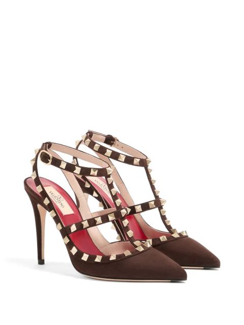Valentino Garavani Rockstud suede pumps 100mm - Brown - zdjęcie produktu nr 2