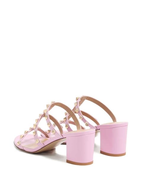 Valentino Garavani Rockstud calfskin-leather heeled sandals - Pink