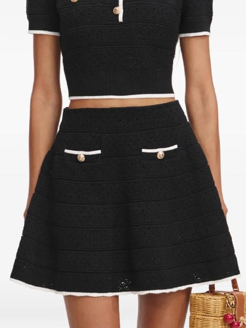Self-Portrait pointelle-knit mini skirt - Black