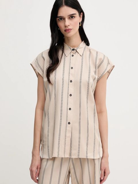 Marc Aurel koszula damska kolor beżowy regular z kołnierzykiem klasycznym 6302-1002-93421 - zdjęcie produktu nr 1