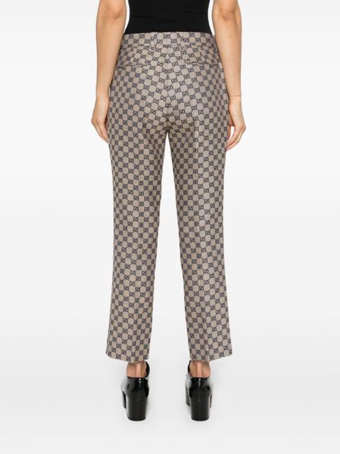 Gucci GG-embroidered canvas tailored trousers - Neutrals