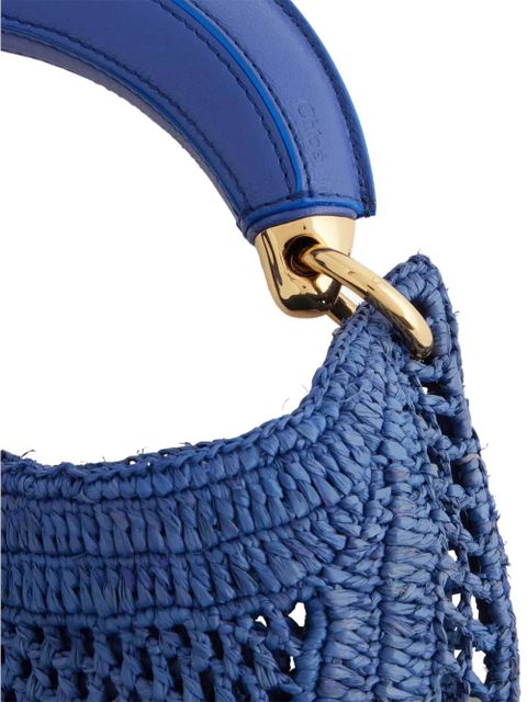 Chloé woven logo-lettering shoulder bag - Blue