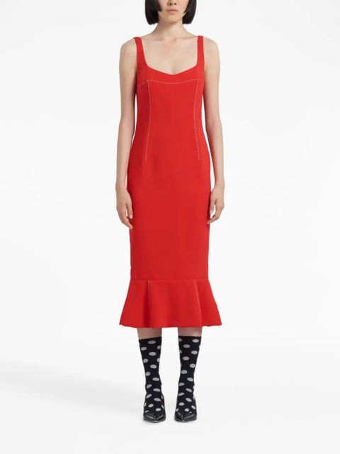 Marni flounce-hem sheath midi dress - Red - zdjęcie produktu nr 2