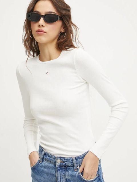 Tommy Jeans longsleeve kolor biały DW0DW17387 - zdjęcie produktu nr 1