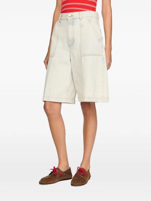 SANDRO washed denim bermuda shorts - Blue