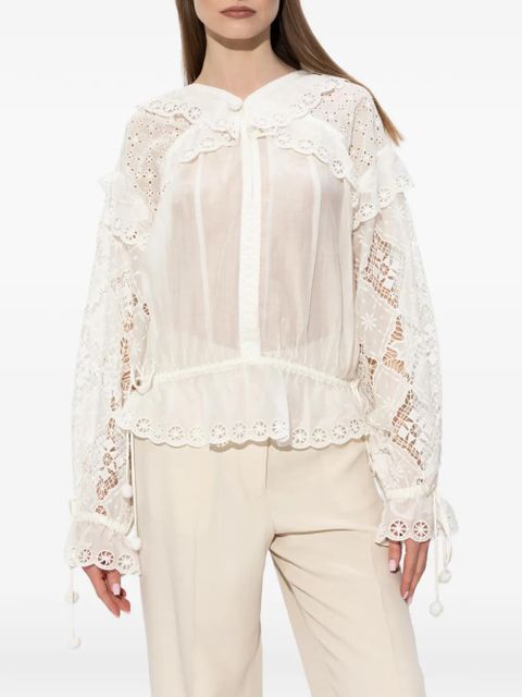 ISABEL MARANT broderie-anglaise drawstring blouse - White