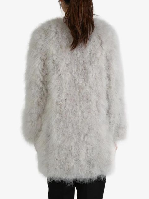 Yves Salomon feather-detailing coat - Grey - zdjęcie produktu nr 2