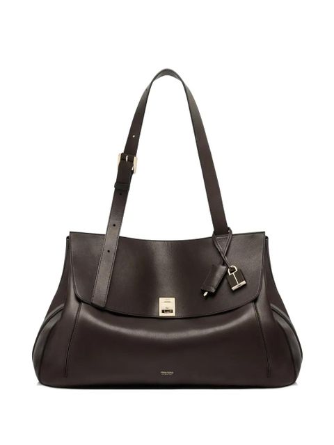 TOM FORD large Besace padlock-detail leather tote bag - Brown - zdjęcie produktu nr 1
