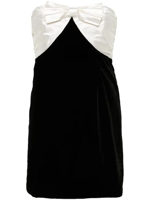 Alessandra Rich bow-detailed velour mini dress - Black - zdjęcie produktu nr 1