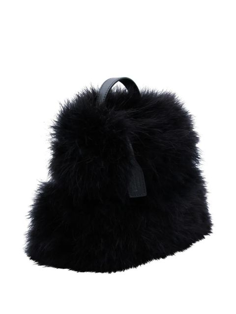 Moschino feathers top handle tote bag - Black
