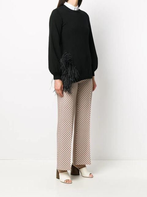 Valentino Garavani feather trim jumper - Black