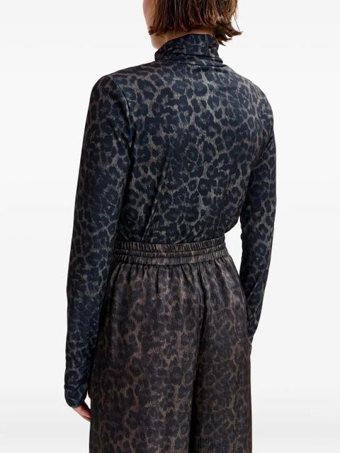 Essentiel Antwerp Isperenza leopard-print thumb-hole T-shirt - Black