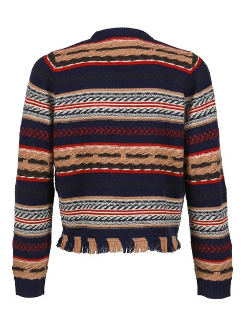 Guest In Residence striped fringed sweater - Blue