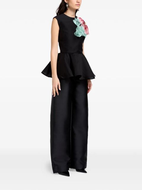 Marques'Almeida floral-appliqué peplum top - Black