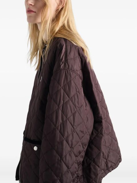 Prada triangle-logo quilted jacket - Brown