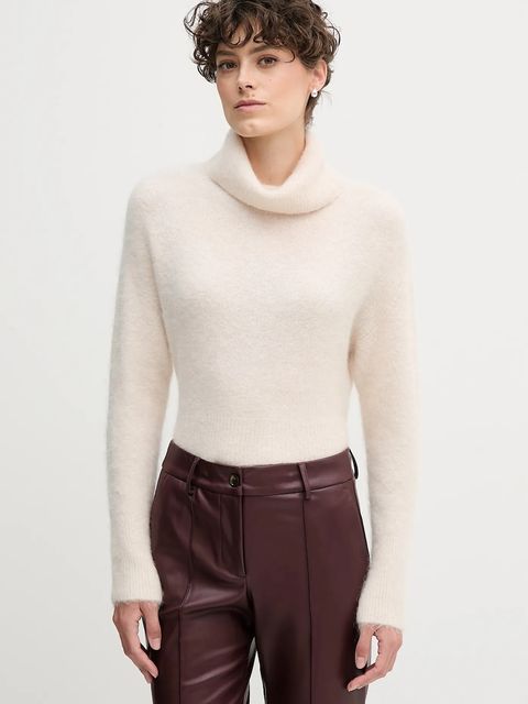 Sandro Ferrone sweter z dodatkiem alpaki damski kolor beżowy z golfem S9YBFNOME - zdjęcie produktu nr 1