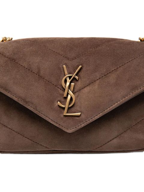 Saint Laurent mini Loulou logo-patch cross body bag - Brown