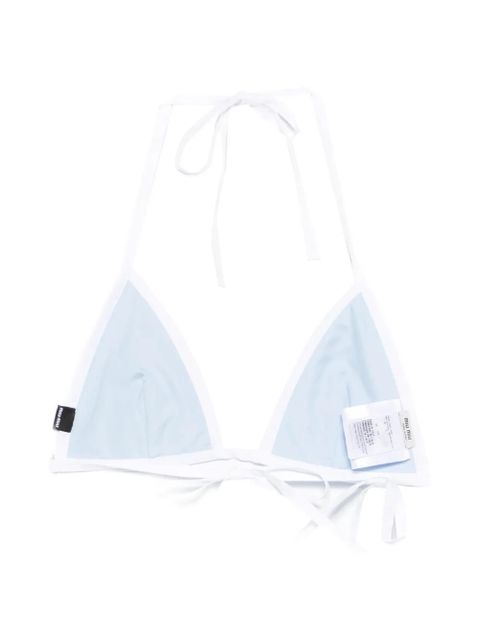Miu Miu logo-patch bikini top - Blue