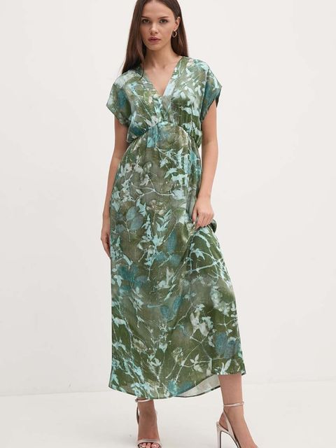 Sandro Ferrone sukienka kolor zielony maxi rozkloszowana SFS32XBDMORISIA - zdjęcie produktu nr 1