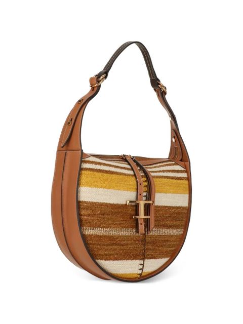 Tod's striped logo shoulder bag - Neutrals