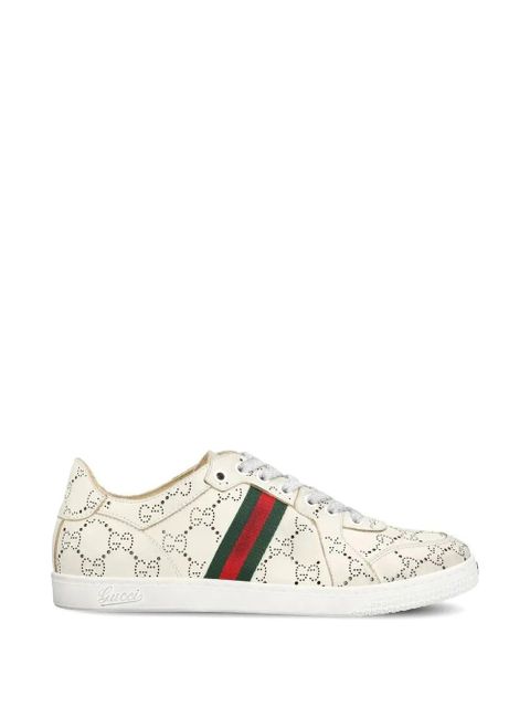 Gucci GG Web Stripe leather sneakers - Neutrals - zdjęcie produktu nr 1