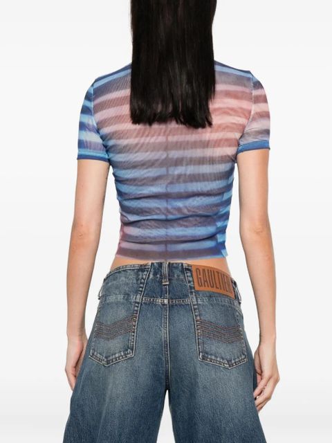 Jean Paul Gaultier striped mesh top - Blue