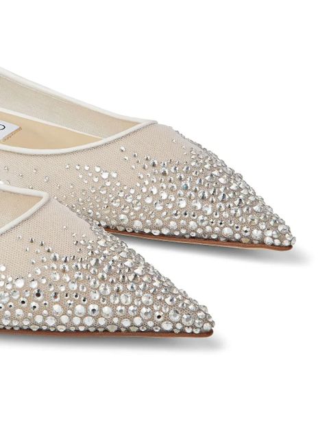 Jimmy Choo Love crystal-embellished ballerinas - White