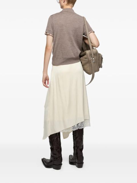Acne Studios lace-detail draped midi skirt - Neutrals