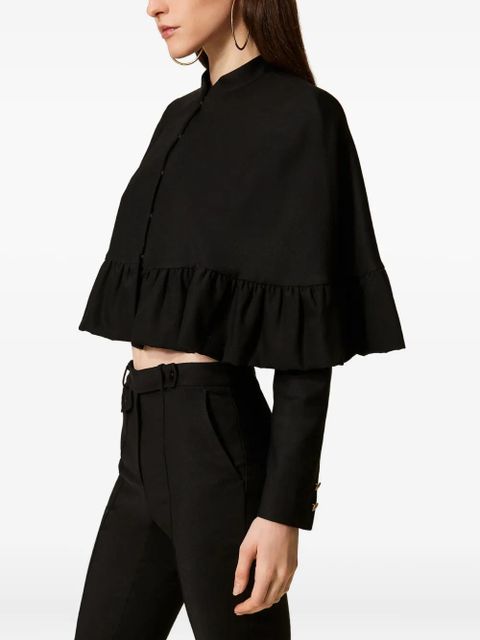 TWINSET ruffled cape jacket - Black