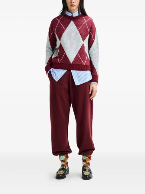 Essentiel Antwerp diamond-pattern crew-neck sweater - Red