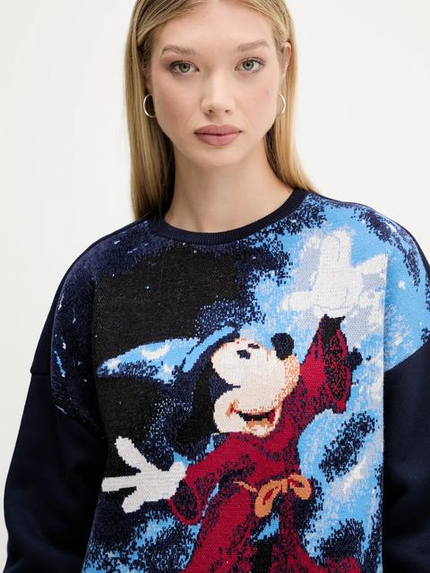 Desigual bluza FANTASY MICKEY damska kolor granatowy wzorzysta 25WWSK15