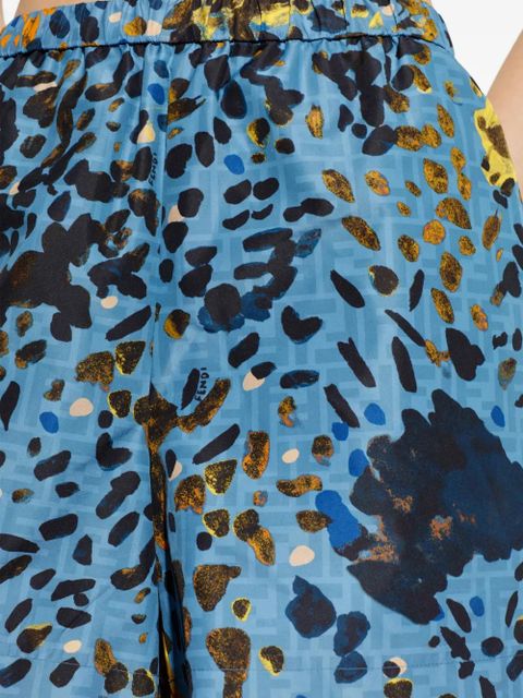 FENDI elasticated-waist print shorts - Blue