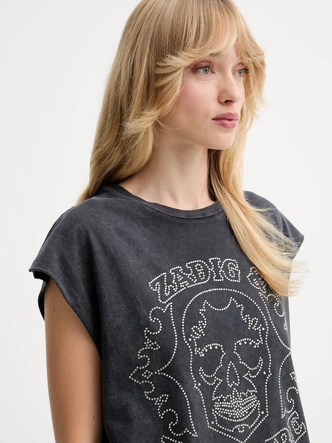 ZADIG&VOLTAIRE t-shirt bawełniany damski kolor szary JWTT01275