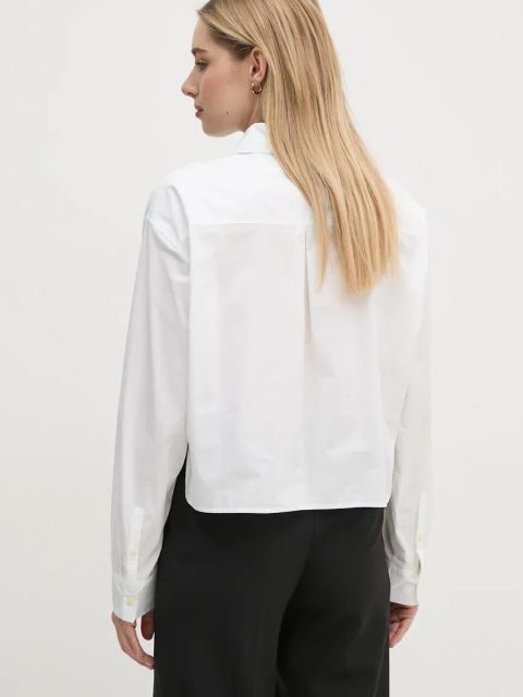 Calvin Klein Jeans koszula bawełniana damska kolor beżowy relaxed z kołnierzykiem klasycznym J20J224623