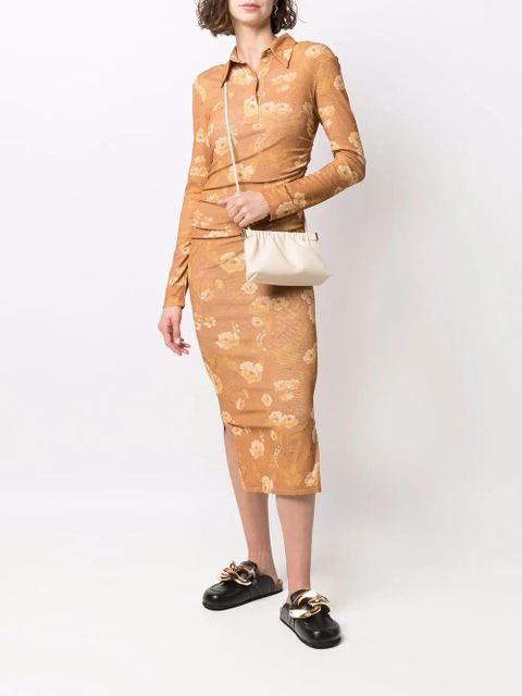 Nanushka gathered-trim clutch bag - Neutrals