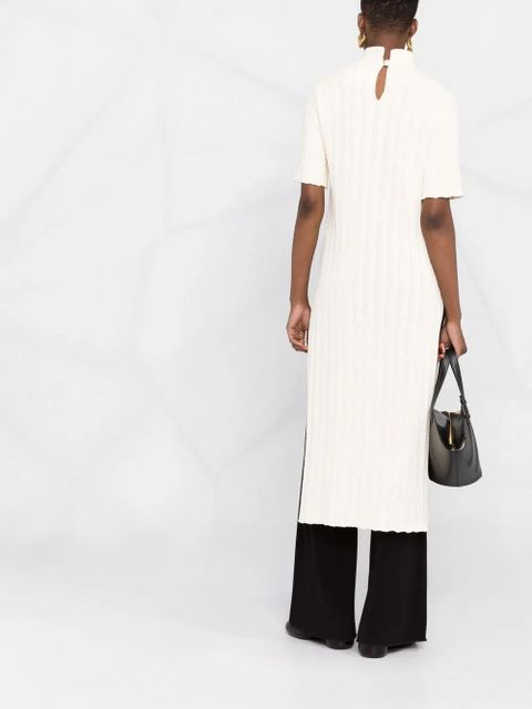Jil Sander short-sleeve ribbed-knit dress - Neutrals