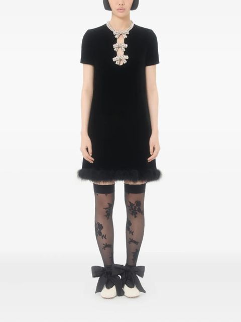 Valentino Garavani embroidered-bows feather mini dress - Black - zdjęcie produktu nr 2