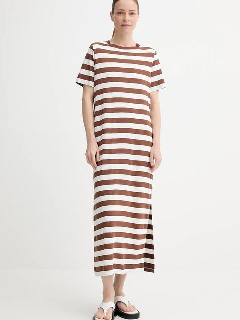 Marc O'Polo sukienka kolor brązowy maxi prosta 5000006507