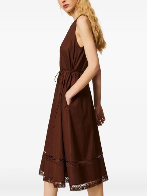 TWINSET V-neck embroidery-details midi dress - Brown - zdjęcie produktu nr 2