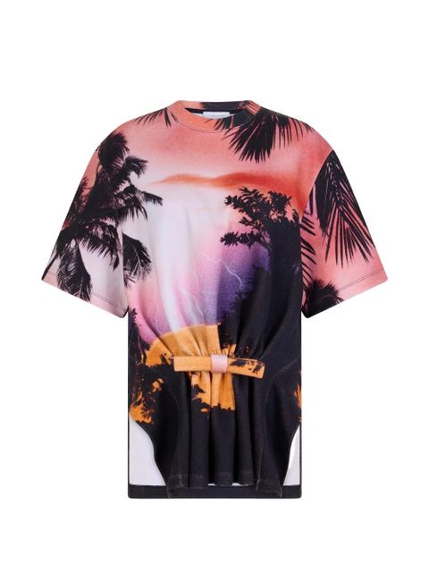 Rabanne thunderstorm-print bow-detail T-shirt - Black - zdjęcie produktu nr 1