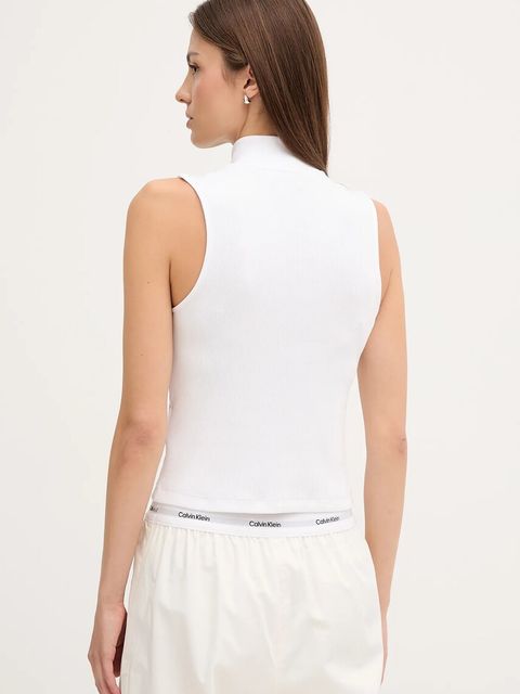 Calvin Klein Jeans top kolor biały z półgolfem LV047C909G