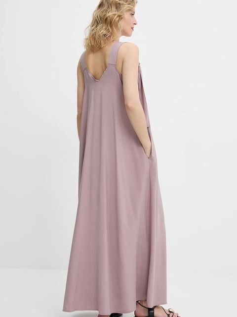 Answear.LAB sukienka kolor różowy maxi rozkloszowana