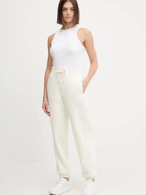 Guess spodnie dresowe AELIA damskie kolor beżowy gładkie V5BB10 KB681