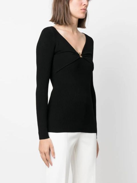 PINKO Love Birds ribbed-knit top - Black