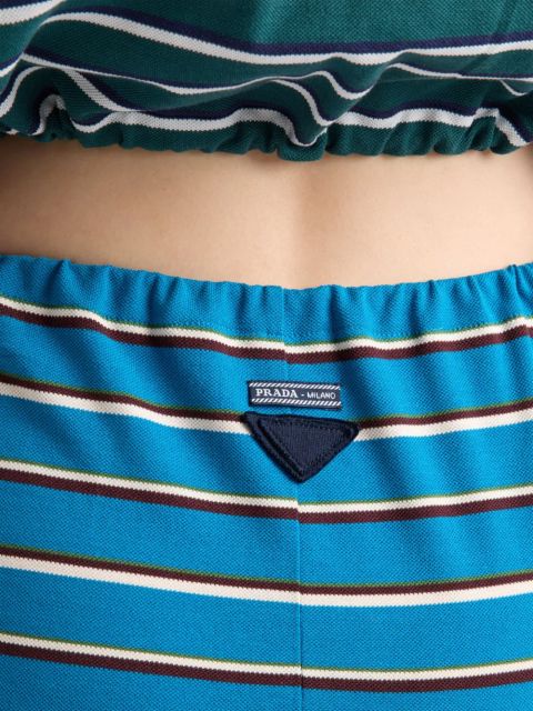 Prada striped piqué skirt - Blue