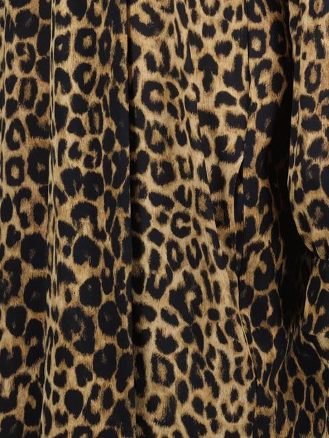 Saint Laurent leopard-print tie-detail dress - Brown