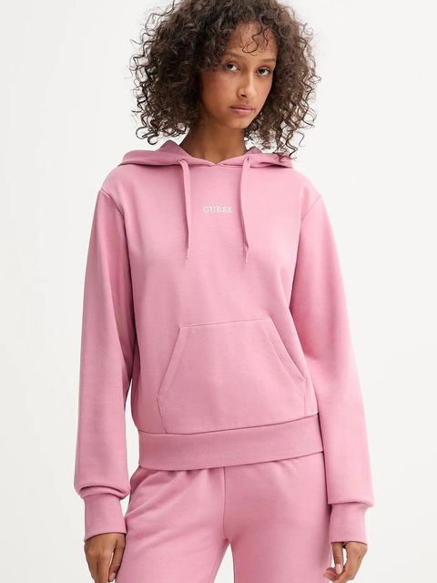 Guess bluza SOFIA damska kolor różowy z kapturem gładka O5RQ02 KCO31 - zdjęcie produktu nr 1