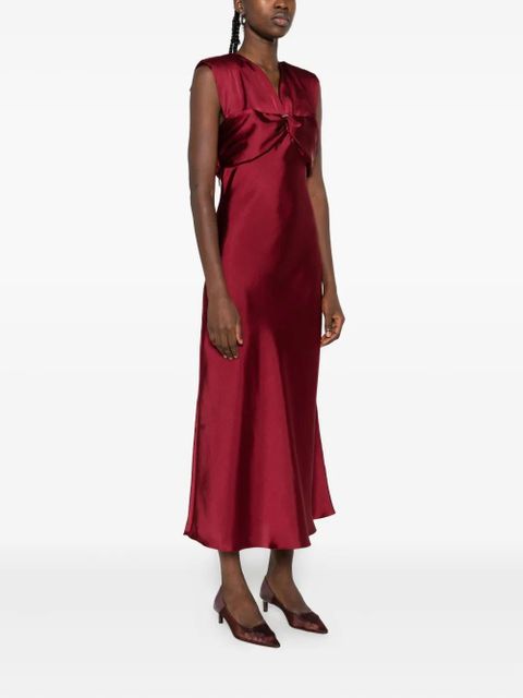 SANDRO V-neck sleeveless midi dress - Red