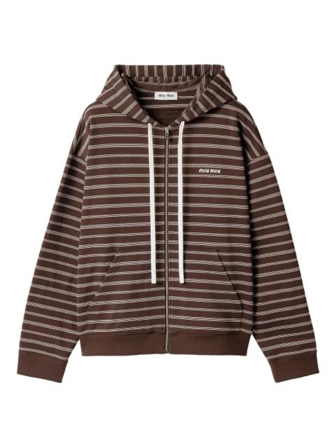 Miu Miu hooded zip-up sweatshirt - Brown - zdjęcie produktu nr 1
