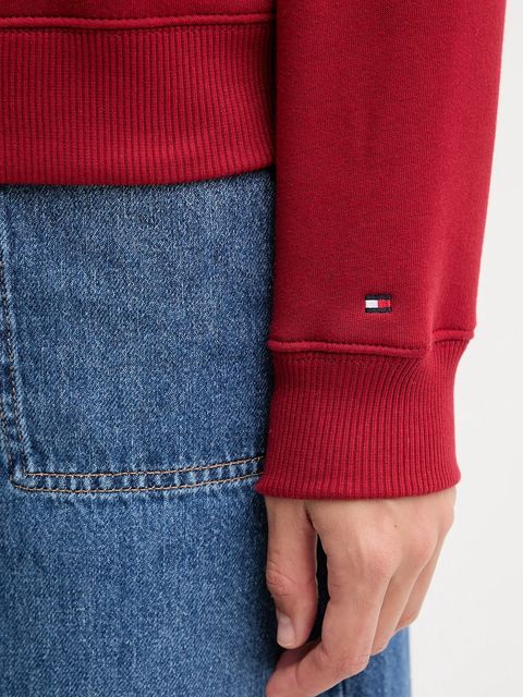 Tommy Hilfiger bluza damska kolor bordowy z kapturem z aplikacją WW0WW43598